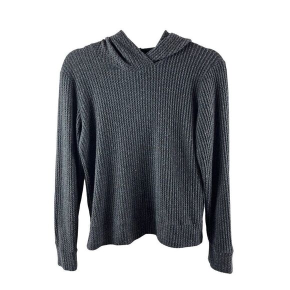 Beyond Yoga Sweaters - Beyond Yoga Living Easy Waffle Knit Pullover Hoodie Sweater XS Charcoal Gray